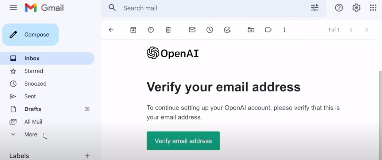 Basta clicar em 'Verify email address' para validar seu e-mail