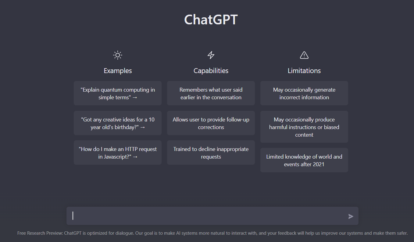 ChatGPT: interface
