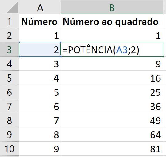 Como elevar ao quadrado no excel: Função potência