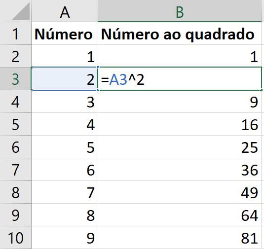 Como elevar ao quadrado no excel: Símbolo "^"